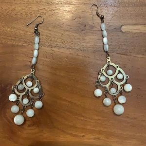 White / bronze earrings